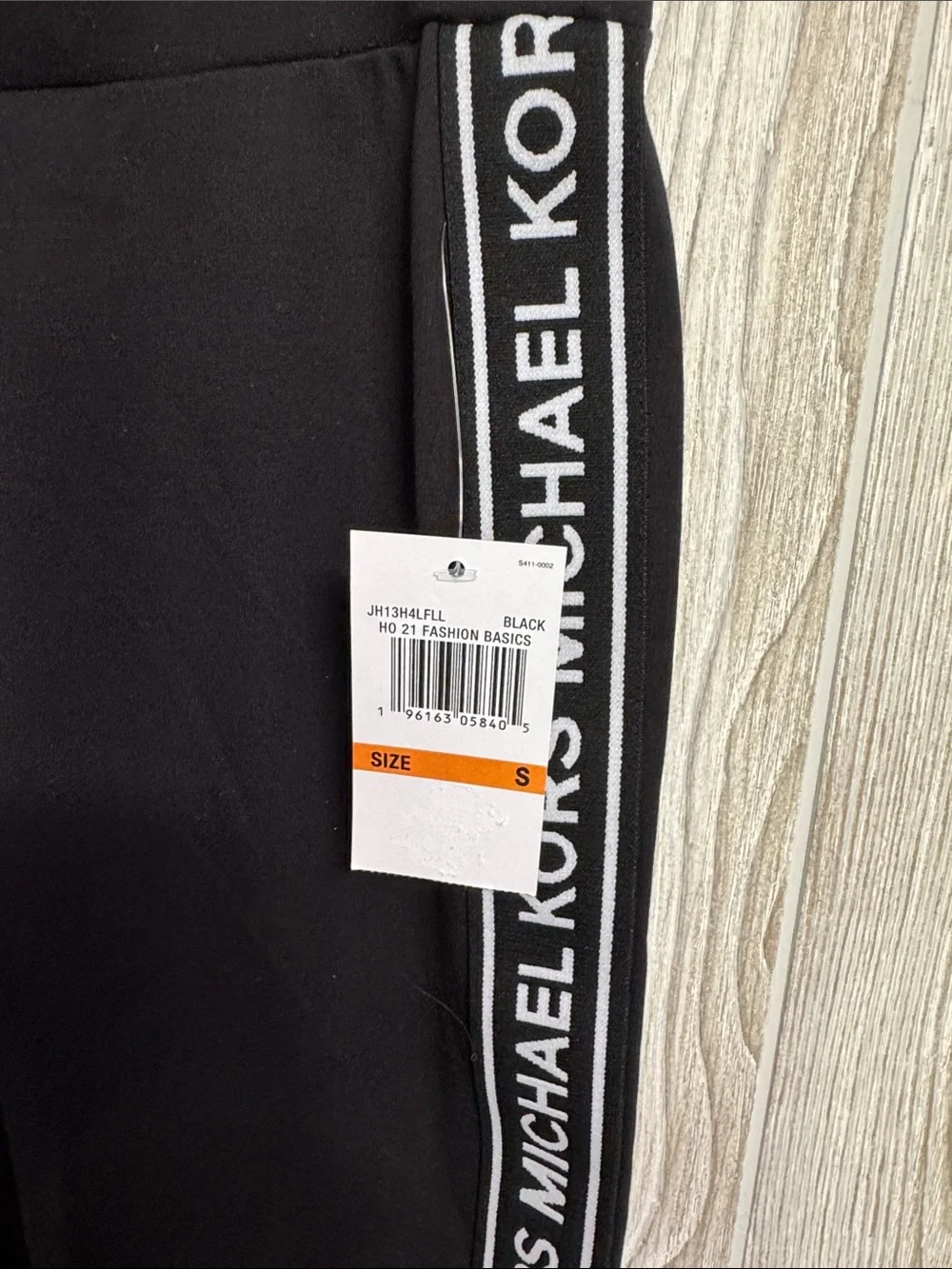 Michael Kors Black Leggings with White Logo Side Tape